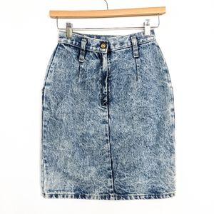 Vintage Acid Wash Denim Skirt x-small